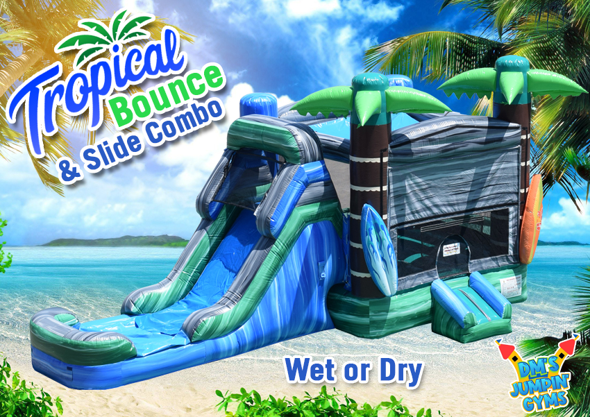 Tropical Bounce House Water Slide