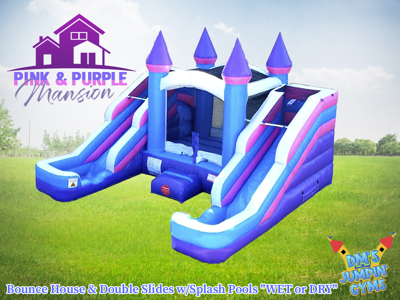 Pink & Purple Bounce House with Dual Slides