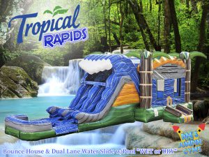 Tropical Theme Bounce House & Double Slide