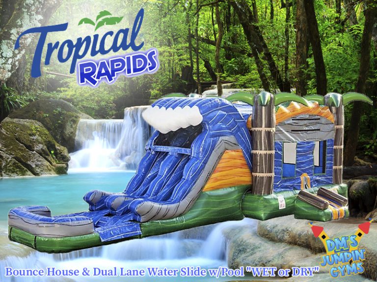 tropical-rapids-bounce-house-double-water-slide-w-pool-dm-s-jumpin-gyms