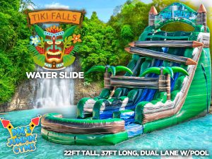 Tiki Water Slide with Dual Lane and Pool
